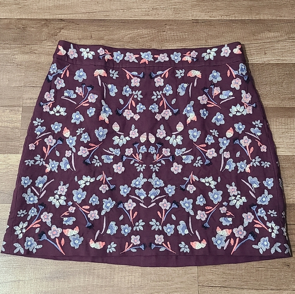 Floral Embroidered Mini Skirt Purple LOFT